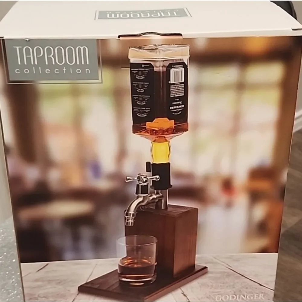 Godinger Taproom Collection Wood Base Bottle Dispenser